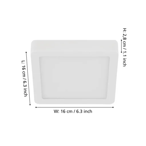 EGLO LED-panel for utenpåliggende montering Fueva 5 IP20 830 hvit 16x16 cm Best