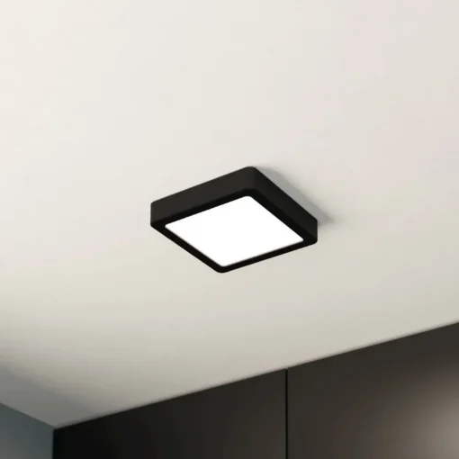 EGLO LED-panel for utenpåliggende montering Fueva 5 IP20 830 svart 16x16cm Best