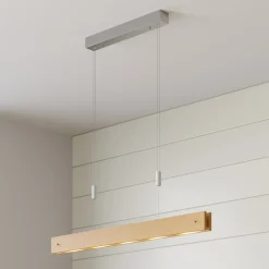 Lucande LED-pendellampe Karinja i tre med dimmer, natur