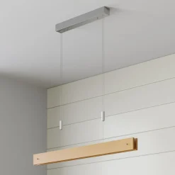 Lucande LED-pendellampe Karinja i tre med dimmer, natur