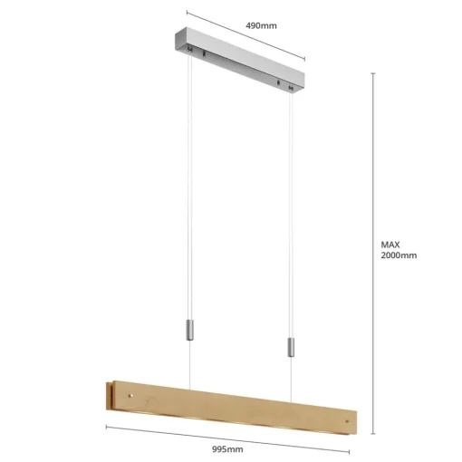 Lucande LED-pendellampe Karinja i tre med dimmer, natur