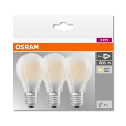 OSRAM LED-pære E27 7 W, 806 lumen, 3-pakk Best