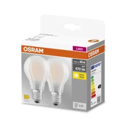 OSRAM LED-pære E27 4W 827 Classic A GLFR matt 2 stk| E27 Pærer