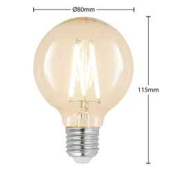 Arcchio LED-pære E27 8W G80 2 700 K filament, dimbar, klar| E27 Pærer|Dimbar Led-Pære