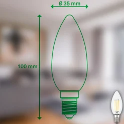 Briloner LED-pære E14 4W klar 3000K 840 lm energiklasse A 2er New