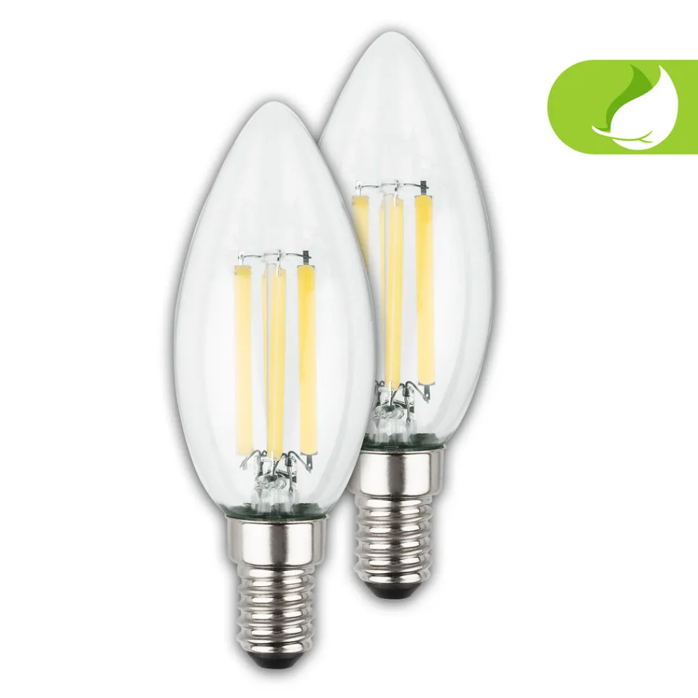 Briloner LED-pære E14 4W klar 3000K 840 lm energiklasse A 2er New