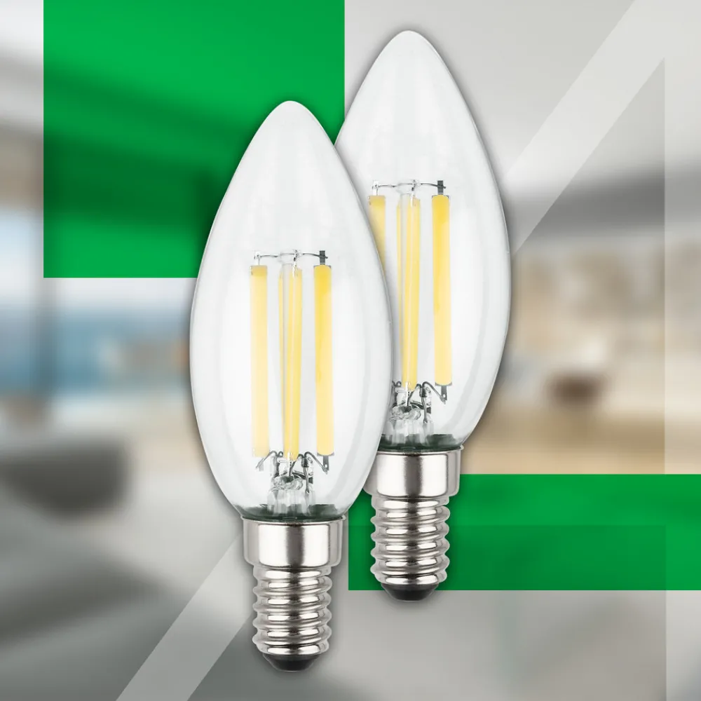 Briloner LED-pære E14 4W klar 3000K 840 lm energiklasse A 2er New