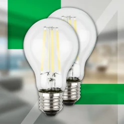 Briloner LED-pære E27 5W klar 3000K 1055 lm energiklasse A 2er| Filament Pærer|Filament Pærer