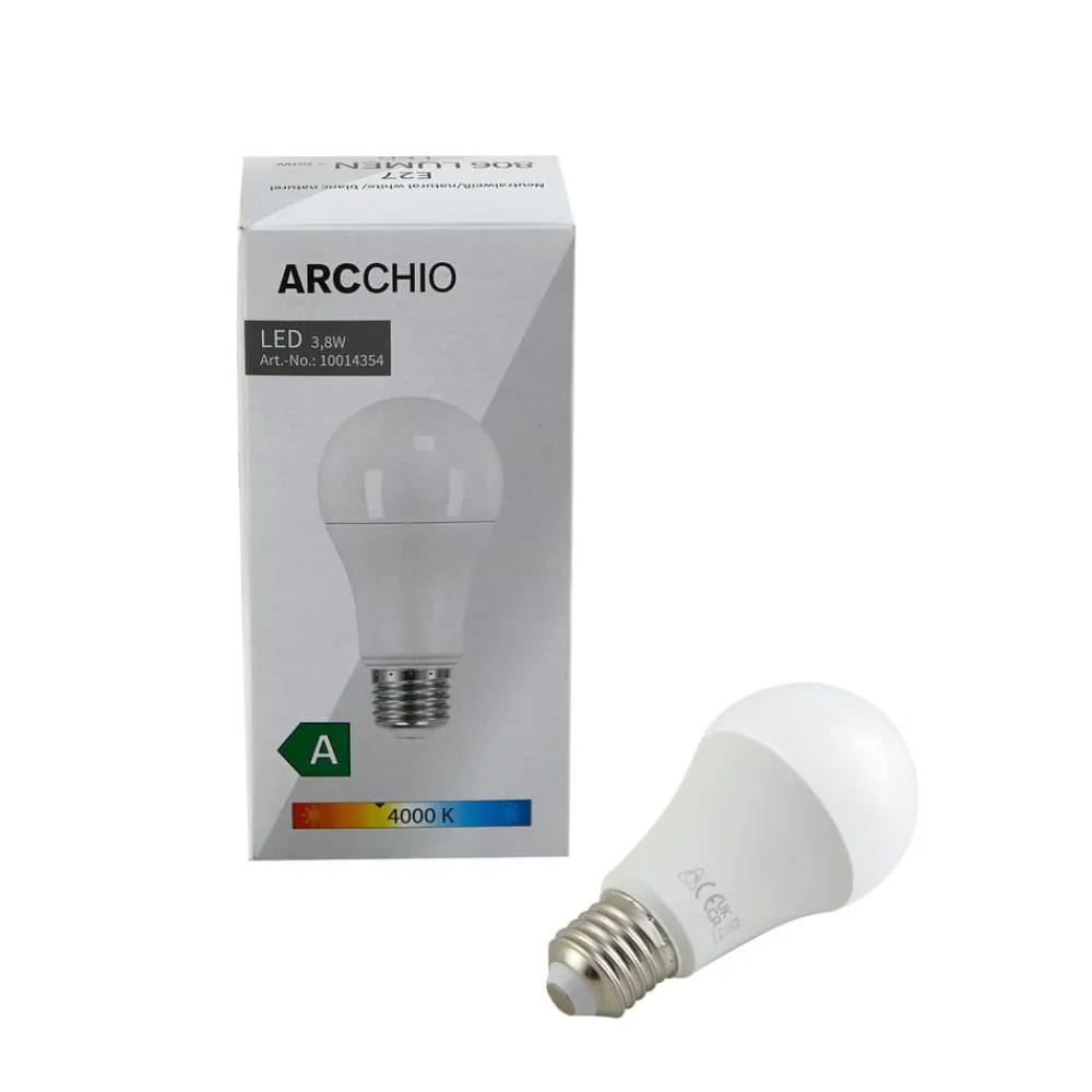 Arcchio LED-pære, opal, E27, 3,8 W, 4000K, 806 lumen| E27 Pærer|Led-Pærer