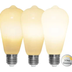 STAR TRADING LED-rustikkpære E27 ST64 6,5W 3-trinns dim, opal| E27 Pærer|Dimbar Led-Pære