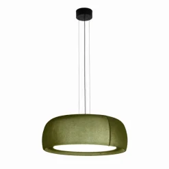 LEDS-C4 LED-hengelampe Gong, grønn, 2700 K, Ø 61,2 cm, stoff| Butikkbelysning
