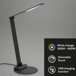 Briloner LED-skrivebordslampe Haiti touchdim CCT svart| Kontorbelysning