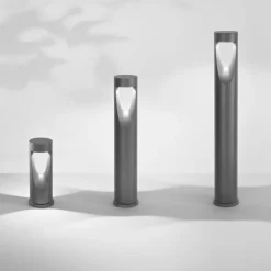 Fabas Luce LED-sokkellampe Teo, 30 cm høy, svart, metall, IP65| Sokkellamper