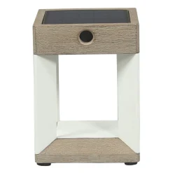 Les Jardins LED-solbordlampe Teckalu, hvit/tre lys| Solcellelamper