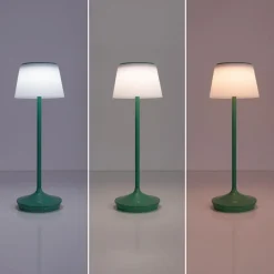 Näve LED-solcelle-bordlampe Emmi CCT oppladbar, grønn Clearance