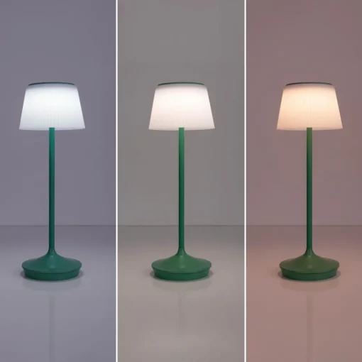 Näve LED-solcelle-bordlampe Emmi CCT oppladbar, grønn Clearance
