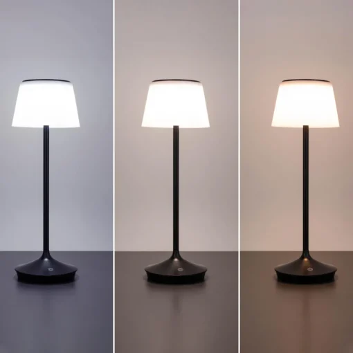 Näve LED-solcelle-bordlampe Emmi CCT oppladbar, svart