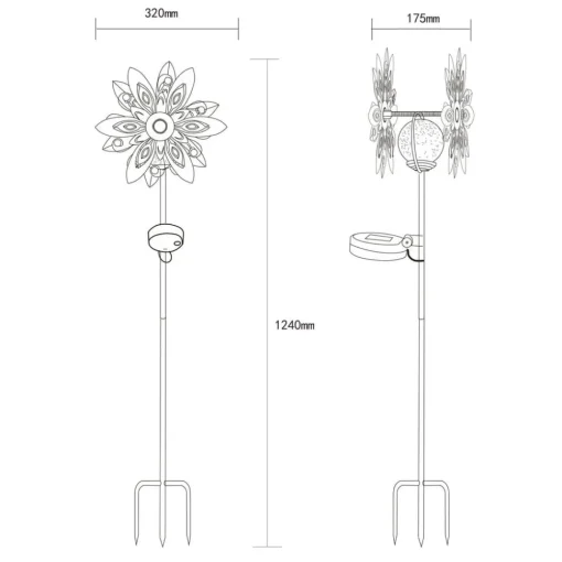 Globo LED-solcellelampe 36578, jordspyd, rustbrun, metall, glass| Solcellelamper