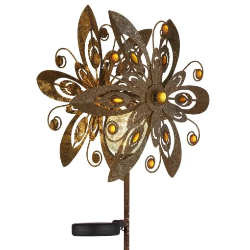 Globo LED-solcellelampe 36578, jordspyd, rustbrun, metall, glass| Solcellelamper