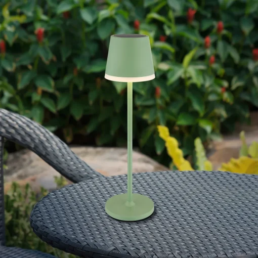 Globo LED-solcellelampe, metall, lysegrønn, høyde 41 cm, IP44 Outlet