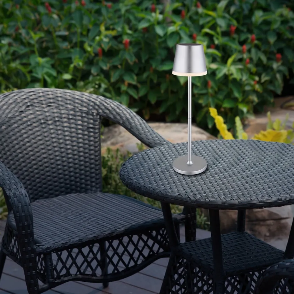 Globo LED-solcellelampe, metall, sølvfarget, høyde 41 cm, IP44| Solcellelamper