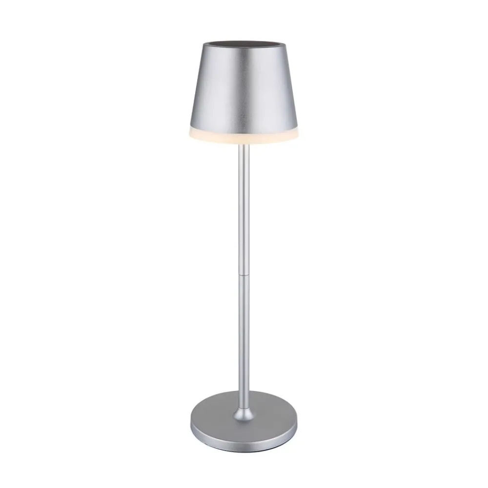 Globo LED-solcellelampe, metall, sølvfarget, høyde 41 cm, IP44| Solcellelamper