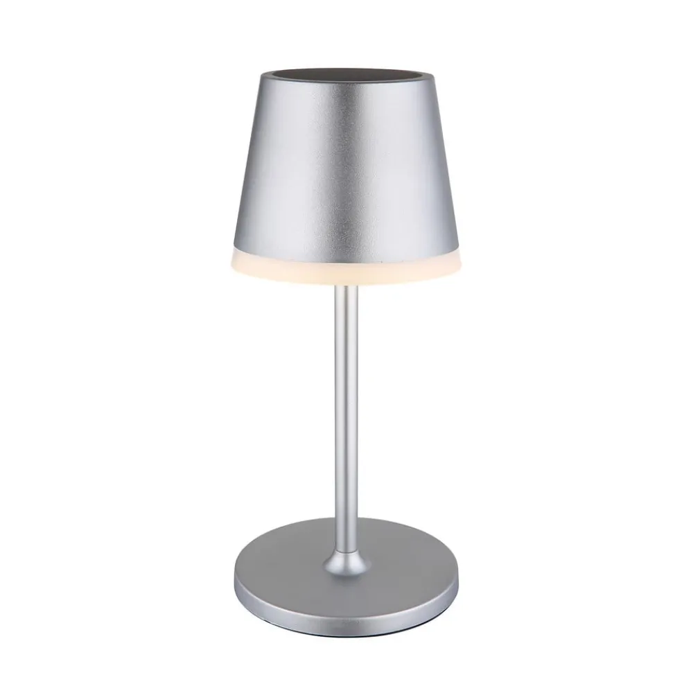 Globo LED-solcellelampe, metall, sølvfarget, høyde 41 cm, IP44| Solcellelamper