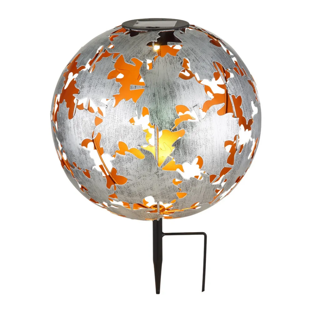 Globo LED-solcellelampe 36749S globus Ø 27 cm, sølv, jordspyd New