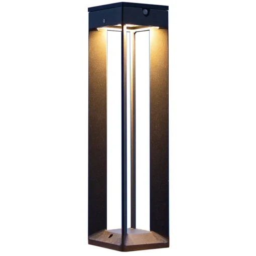 Les Jardins LED-solcellelykt Borne med sensor, 45 cm, grå| Solcellelamper Med Sensor|Utebelysning Med Sensor