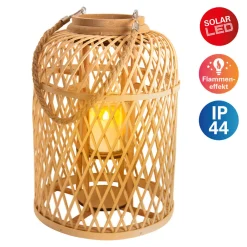 Näve LED-solcellelyktkurv, bambus, høyde 38 cm, natur Online