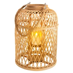Näve LED-solcellelyktkurv, bambus, høyde 38 cm, natur Online