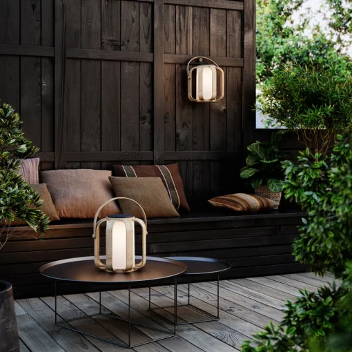 Nordlux LED-sol-dekolampe Bob av bambus