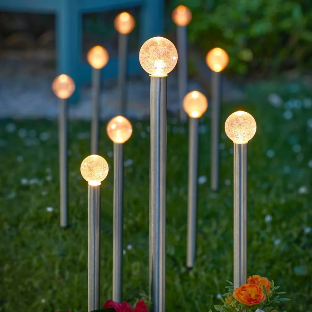 SMART GARDEN LED-solenergi-jordspyd GlowBall, sett med 10 stk., 44 cm, IP44| Solcellelamper