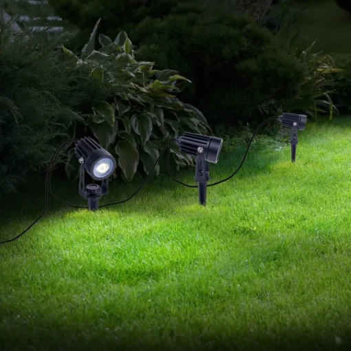 Näve LED-spot med jordspyd SPOTI, svart, sett med 3, IP44| Solcellelamper|Utespotter