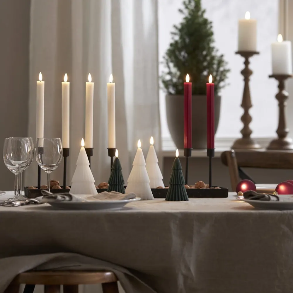 STAR TRADING LED-stripe hvitt 15 cm ekte voks batteridrevet| Julebelysning|Dekorasjonsbelysning