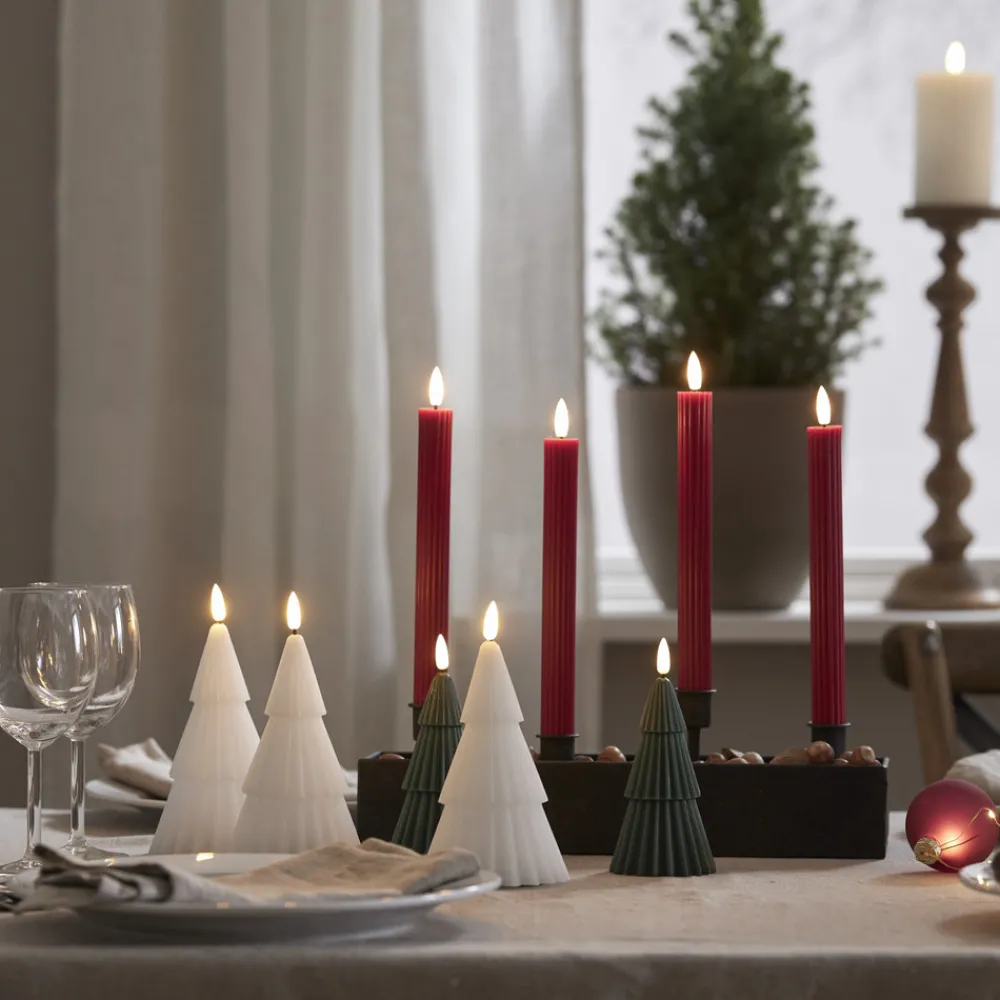 STAR TRADING LED-stripe, rød, 25 cm, voks, batteri, sett med 2 stk Hot