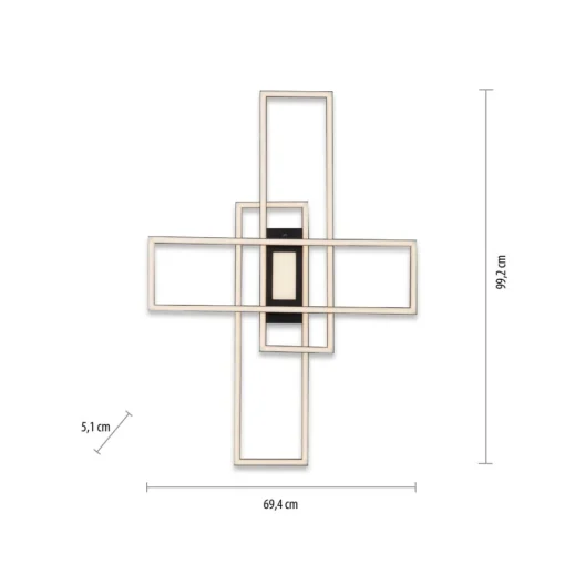JUST LIGHT. GmbH LED-taklampe Asmin, CCT, svart, 98,9x69,4 cm| Design- Og Hotellbelysning|Led-Innendørs