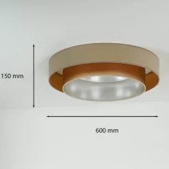 Duolla LED-taklampe Luneta, fløyel beige/gull, Ø 60 cm, 3-trinns dimbar| Taklamper