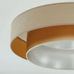 Duolla LED-taklampe Luneta, fløyel beige/gull, Ø 60 cm, 3-trinns dimbar| Taklamper