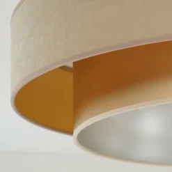 Duolla LED-taklampe Luneta, fløyel beige/gull, Ø 60 cm, 3-trinns dimbar| Taklamper