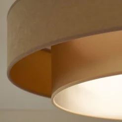 Duolla LED-taklampe Luneta, fløyel beige/gull, Ø 60 cm, 3-trinns dimbar| Taklamper