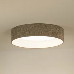 Duolla LED-taklampe Plafond, Bouclé grå, Ø 45 cm, 3-trinns dimbar Hot