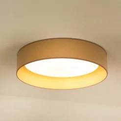 Duolla LED-taklampe Plafond, fløyel, beige/gull, stoff, Ø 45 cm, 3-trinns Outlet