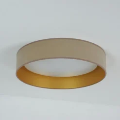 Duolla LED-taklampe Plafond, fløyel, beige/gull, stoff, Ø 45 cm, 3-trinns Outlet