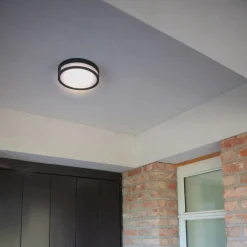 LUTEC LED-taklampe Rola, utendørs, svart, Ø 18 cm Hot