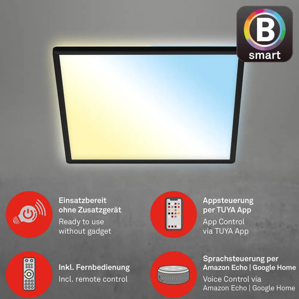 Briloner LED-taklampe Slim smart sort dim CCT 42x42cm Outlet