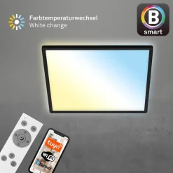 Briloner LED-taklampe Slim smart sort dim CCT 42x42cm Outlet