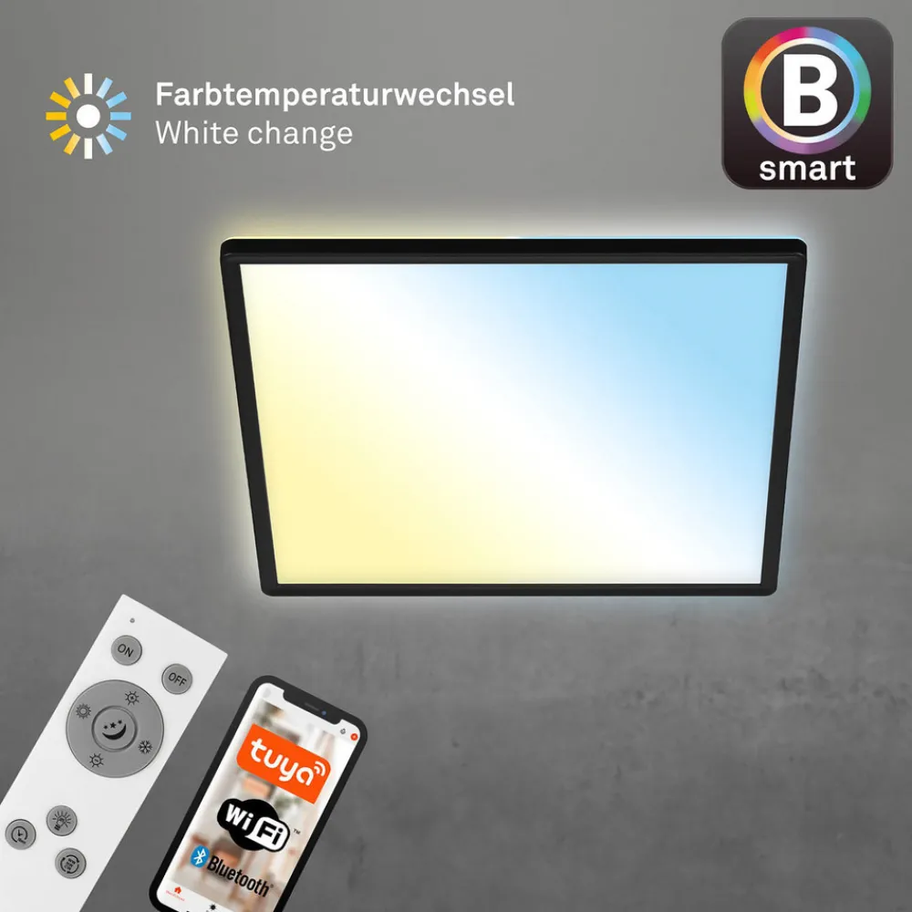 Briloner LED-taklampe Slim smart sort dim CCT 42x42cm Outlet