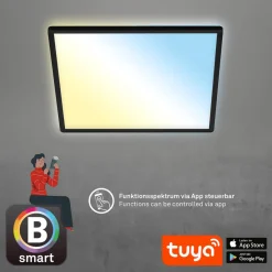 Briloner LED-taklampe Slim smart sort dim CCT 42x42cm Outlet