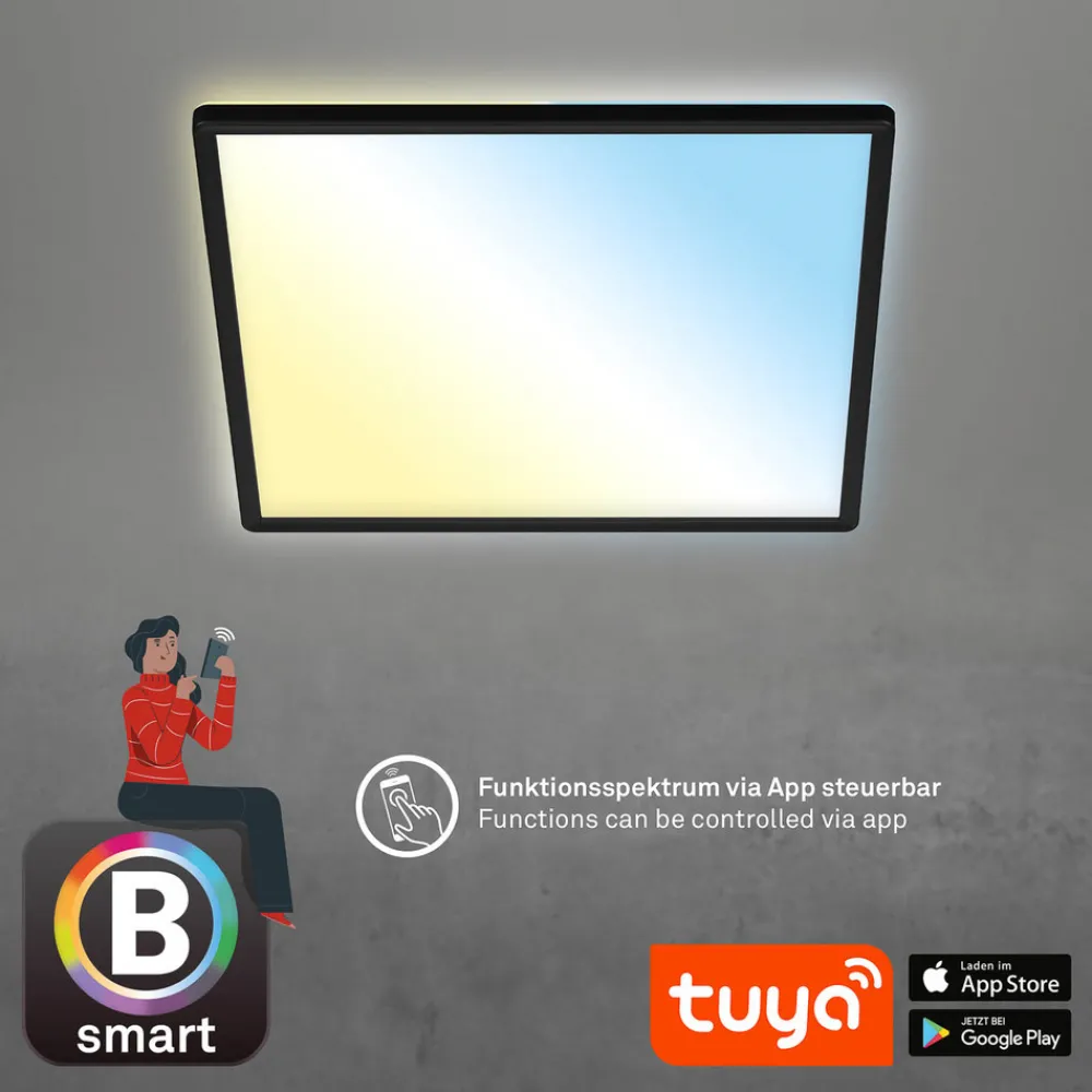 Briloner LED-taklampe Slim smart sort dim CCT 42x42cm Outlet